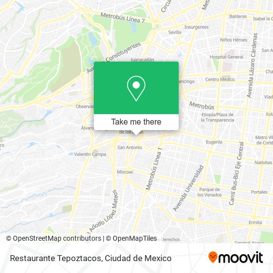 Mapa de Restaurante Tepoztacos