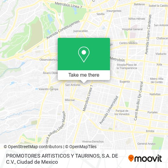 Mapa de PROMOTORES ARTíSTICOS Y TAURINOS, S.A. DE C.V.