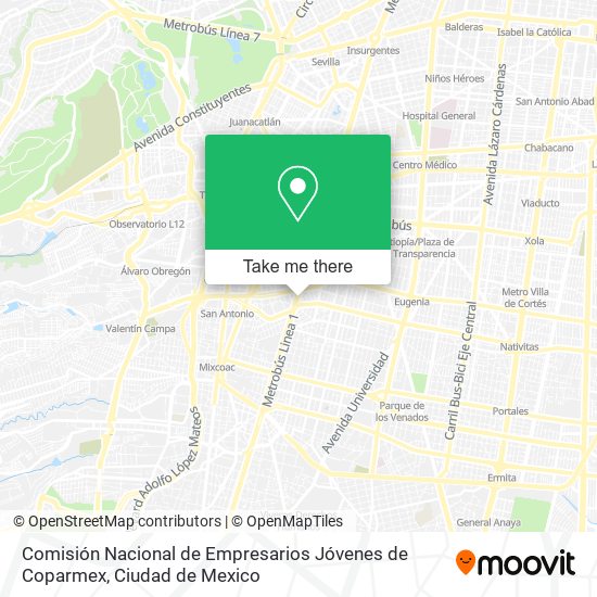 Mapa de Comisión Nacional de Empresarios Jóvenes de Coparmex