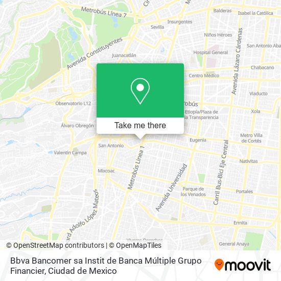 Mapa de Bbva Bancomer sa Instit de Banca Múltiple Grupo Financier