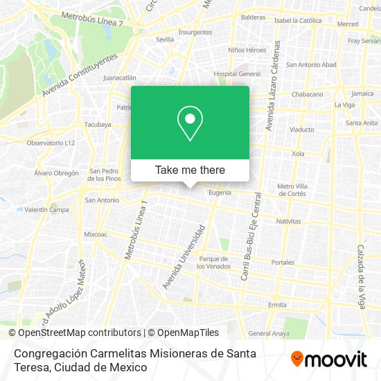 Mapa de Congregación Carmelitas Misioneras de Santa Teresa