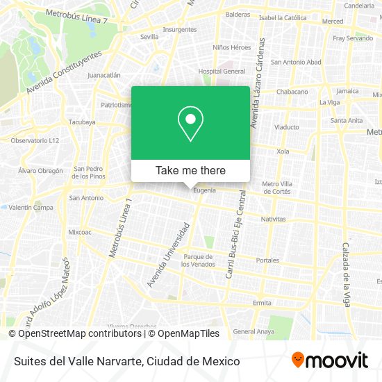 Suites del Valle Narvarte map