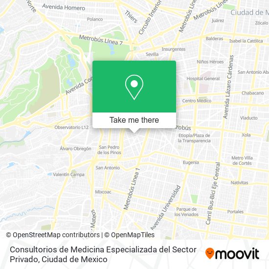 Consultorios de Medicina Especializada del Sector Privado map