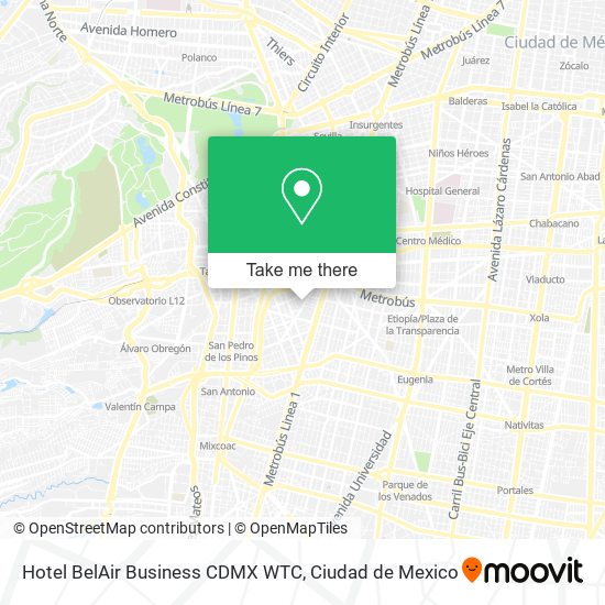 Hotel BelAir Business CDMX WTC map