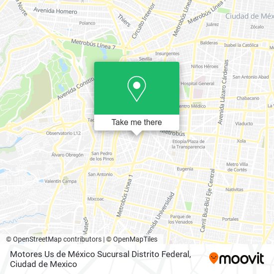 Motores Us de México Sucursal Distrito Federal map