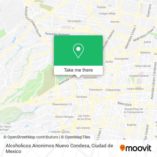 Mapa de Alcoholicos Anonimos Nuevo Condesa