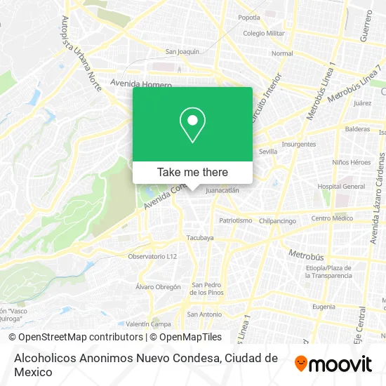 Alcoholicos Anonimos Nuevo Condesa map