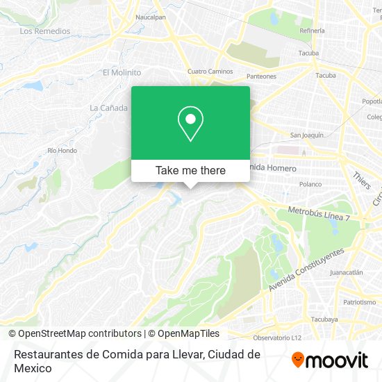 Restaurantes de Comida para Llevar map