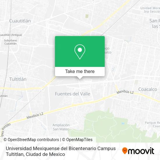 Mapa de Universidad  Mexiquense del Bicentenario Campus Tultitlan