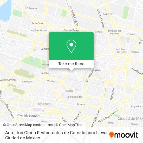 Antojitos Gloria Restaurantes de Comida para Llevar map