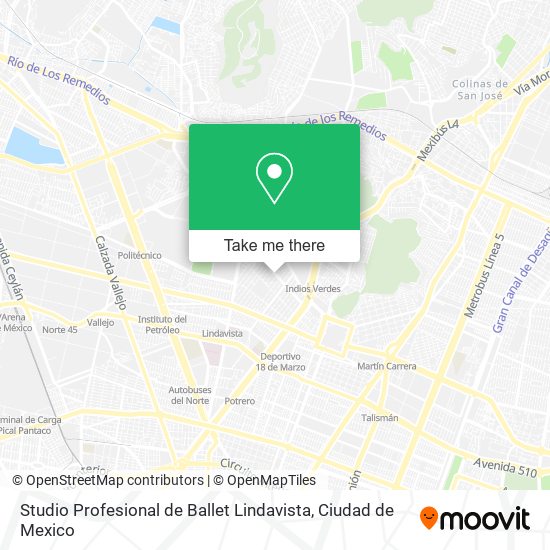 Studio Profesional de Ballet Lindavista map