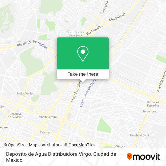 Deposito de Agua Distribuidora Virgo map
