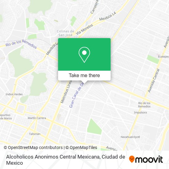 Alcoholicos Anonimos Central Mexicana map