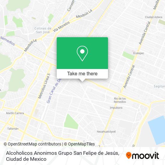 Alcoholicos Anonimos Grupo San Felipe de Jesús map