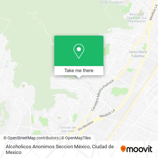 Alcoholicos Anonimos Seccion México map