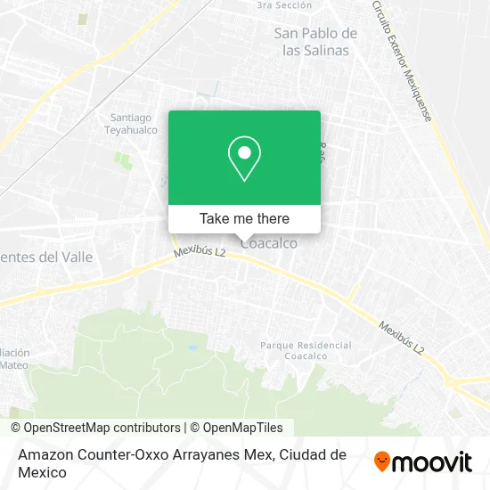 Amazon Counter-Oxxo Arrayanes Mex map