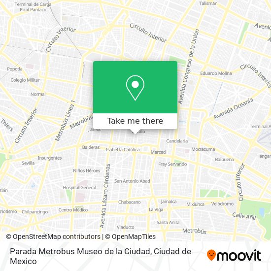 Parada Metrobus Museo de la Ciudad map