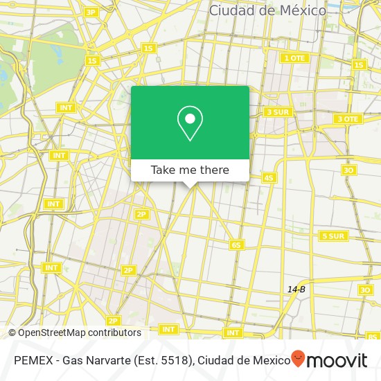 PEMEX - Gas Narvarte (Est. 5518) map