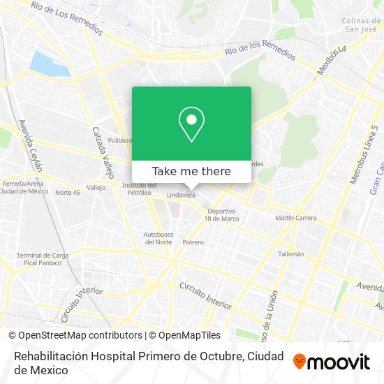 Rehabilitación Hospital Primero de Octubre map