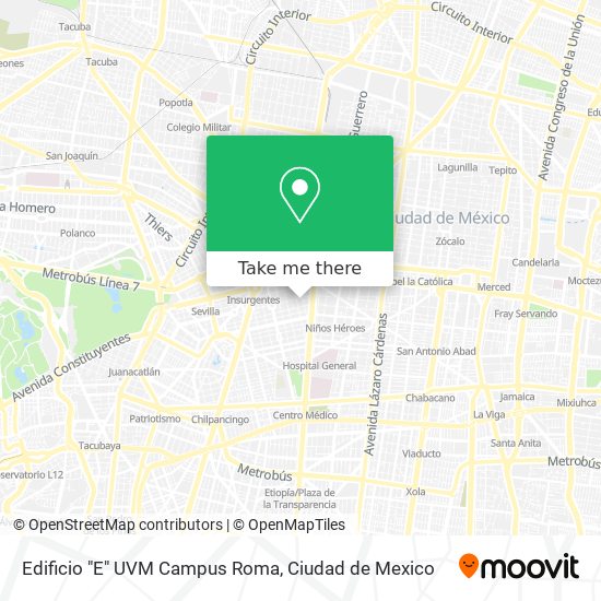 Edificio "E" UVM Campus Roma map