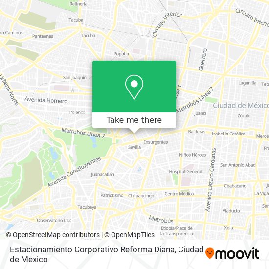 Estacionamiento Corporativo Reforma Diana map