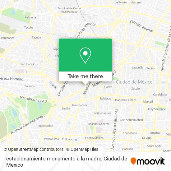 estacionamiento monumento a la madre map