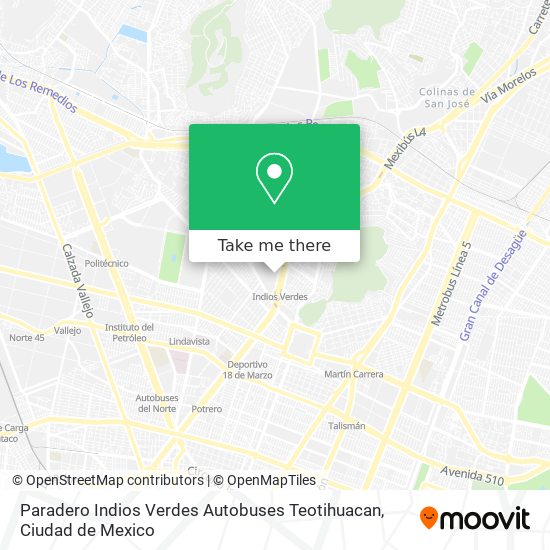 Mapa de Paradero Indios Verdes Autobuses Teotihuacan