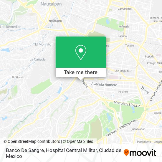 Mapa de Banco De Sangre, Hospital Central Militar