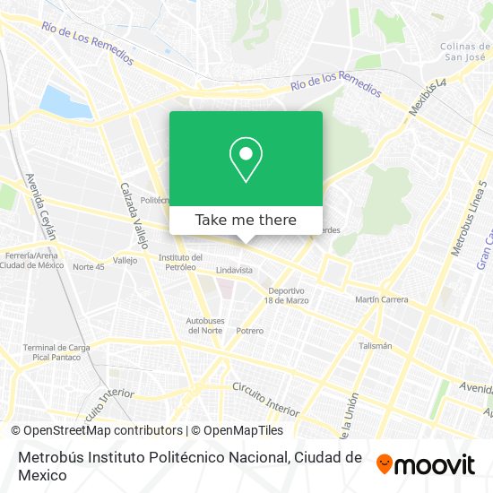 Metrobús Instituto Politécnico Nacional map