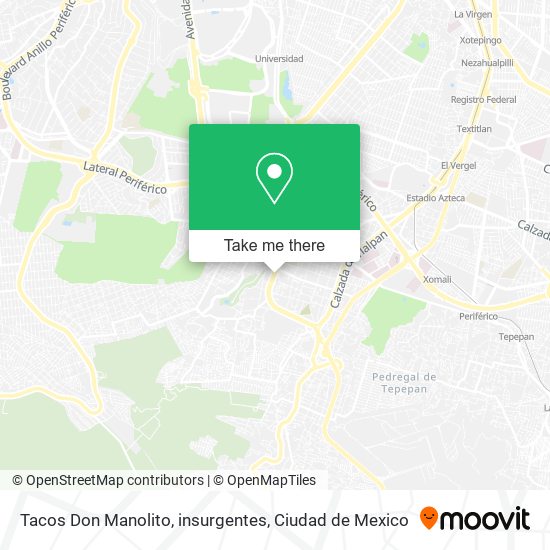 Tacos Don Manolito, insurgentes map