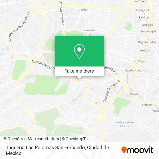 Taquería Las Palomas San Fernando map