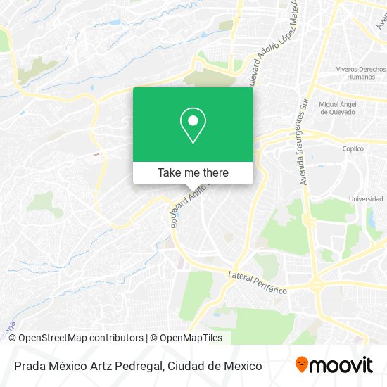 Prada México Artz Pedregal map