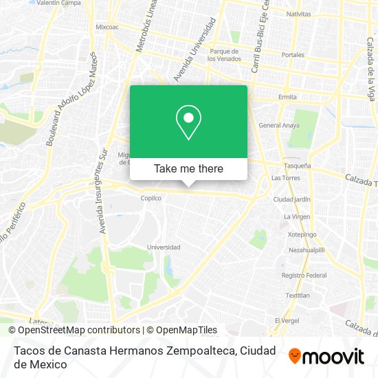 Mapa de Tacos de Canasta Hermanos Zempoalteca