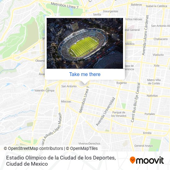 Estadio Olímpico de la Ciudad de los Deportes map