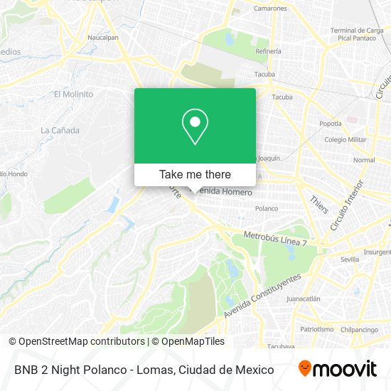 Mapa de BNB 2 Night Polanco - Lomas