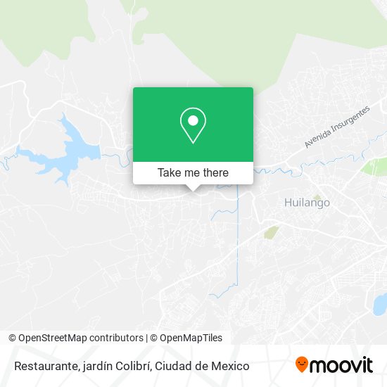 Mapa de Restaurante, jardín Colibrí