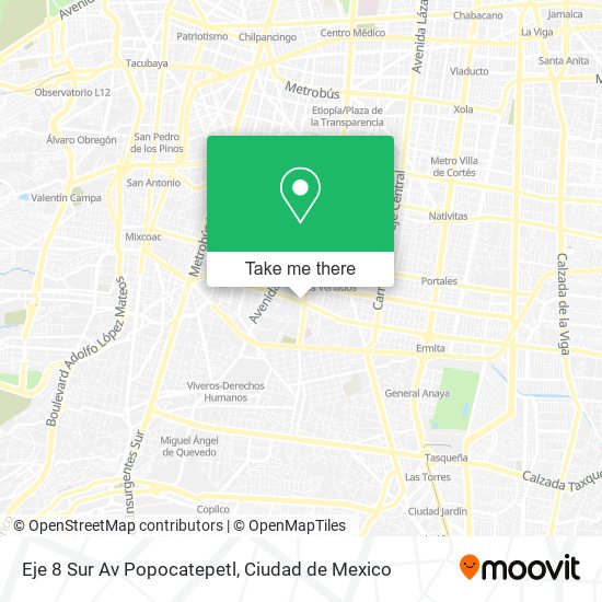 Mapa de Eje 8 Sur Av Popocatepetl