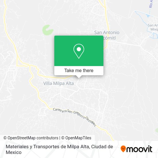 Materiales y Transportes de Milpa Alta map