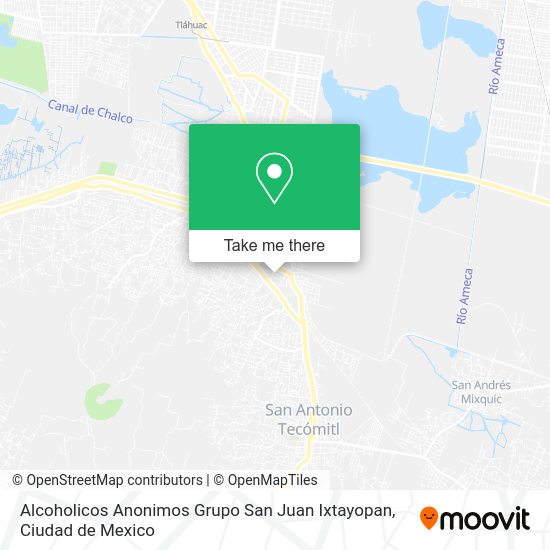 Mapa de Alcoholicos Anonimos Grupo San Juan Ixtayopan