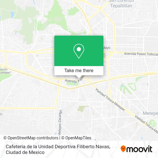 Cafetería de la Unidad Deportiva Filiberto Navas map