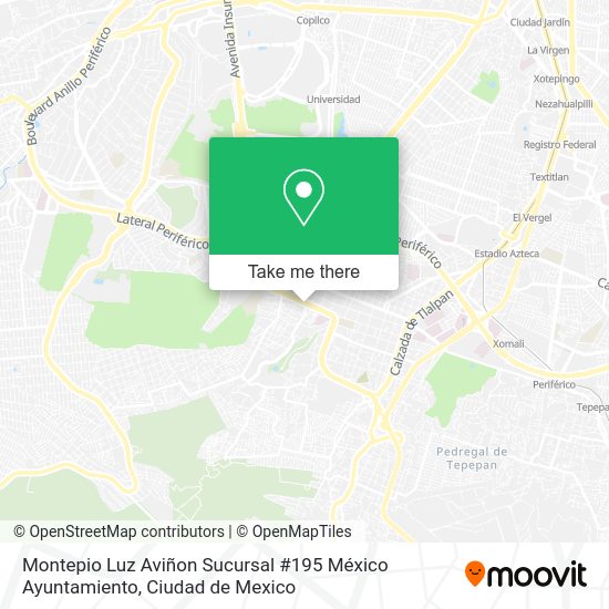 Mapa de Montepio Luz Aviñon Sucursal #195 México Ayuntamiento