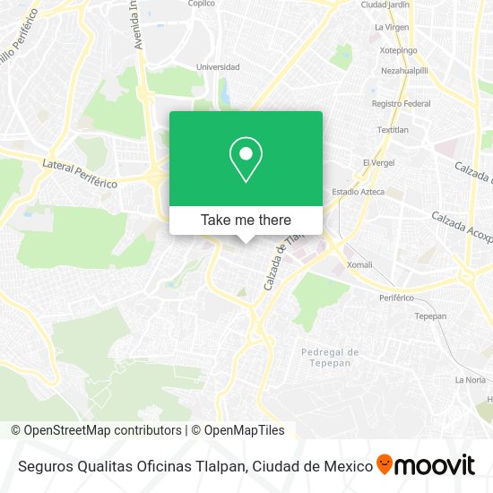 Mapa de Seguros Qualitas Oficinas Tlalpan