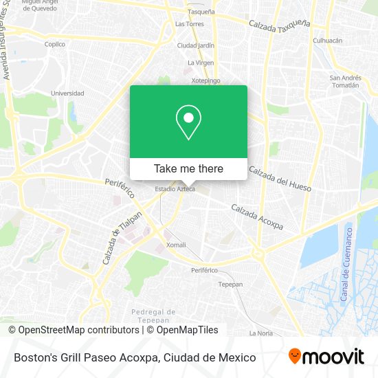 Mapa de Boston's Grill Paseo Acoxpa