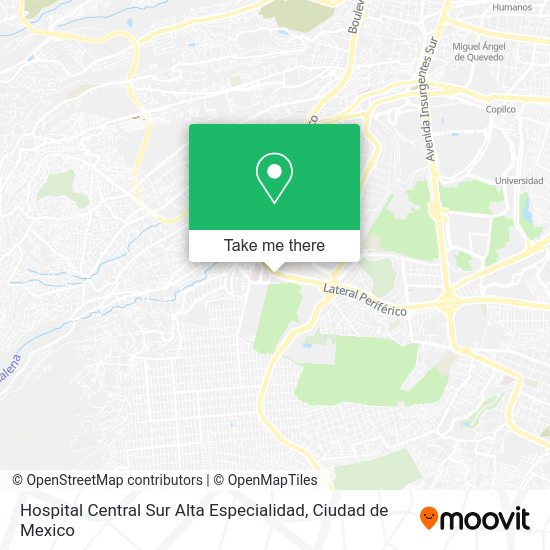 Hospital Central Sur Alta Especialidad map
