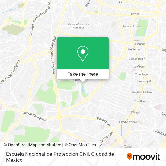 Mapa de Escuela Nacional de Protección Civil