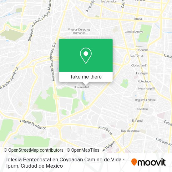 Iglesia Pentecostal en Coyoacán Camino de Vida - Ipum map