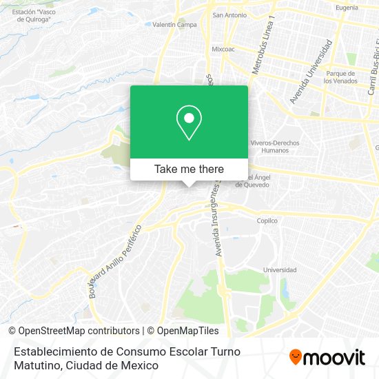 Establecimiento de Consumo Escolar Turno Matutino map