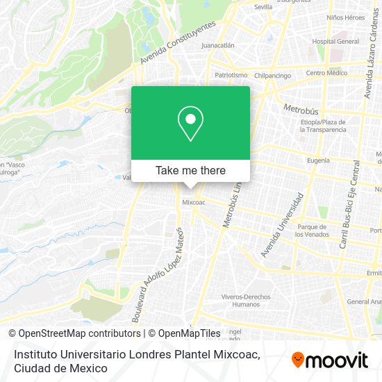 Mapa de Instituto Universitario Londres Plantel Mixcoac