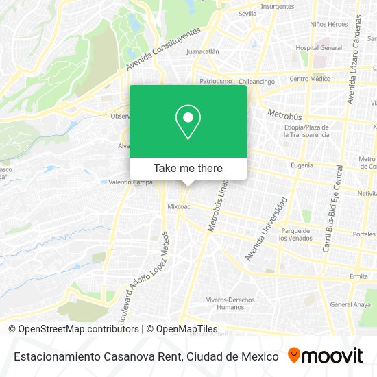Estacionamiento Casanova Rent map