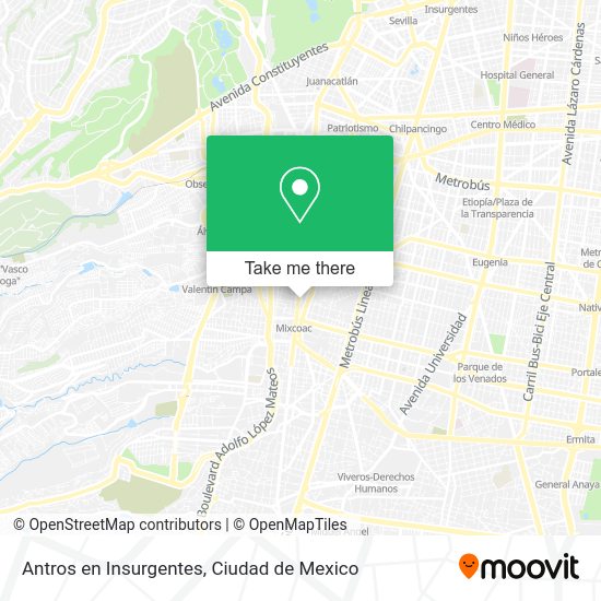 Antros en Insurgentes map